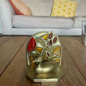 Gold Duck Stained Glass Bookend